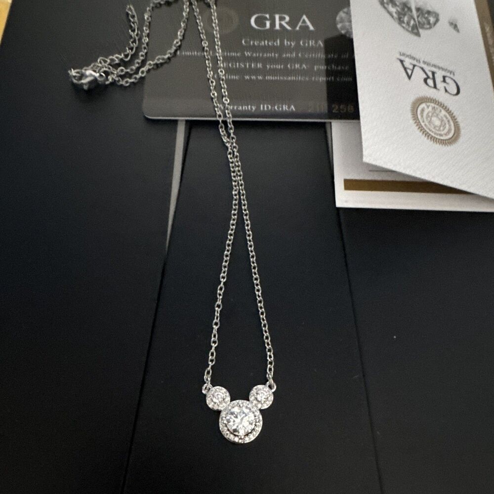 Mickey Moissanite 1 cart GRA certified. White gold plated